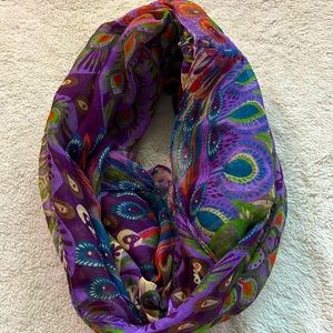 Purple / Multicolor Peacock Pattern Infinity Scarf